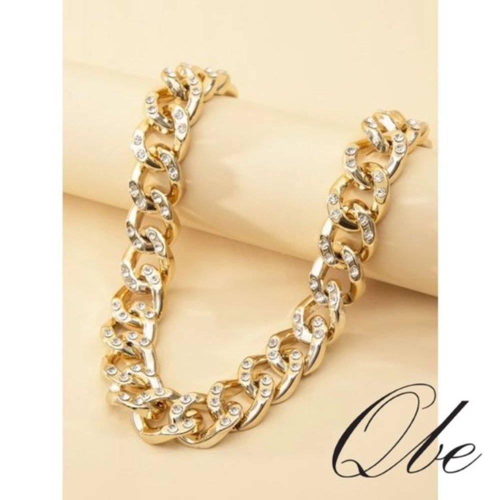 Qbe Rhinestone Decor Chain Necklace